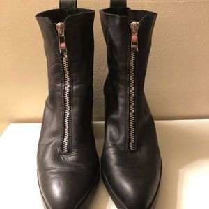 Zara Leather Zipper Boots